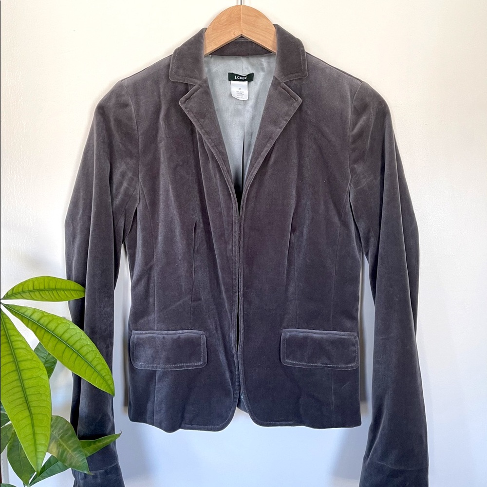 J Crew Grey Velvet Blazer